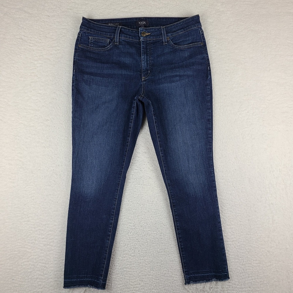 Not Your Daughter Jeans Womens 14 Blue ALINA Ankle Fray Dark Wash‎ NYDJ Denim